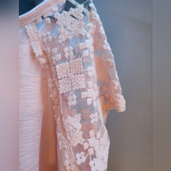 Suzanne Betro 2x Lace Short Sleeve Pink T-Shirt - Picture 4 of 5